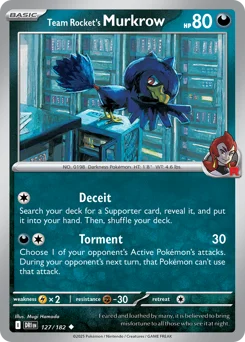 Team Rocket's Murkrow Pokemon card from Destined Rivals, card number 127