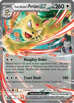 Team Rocket's Persian ex Pokemon card from Destined Rivals, card number 150