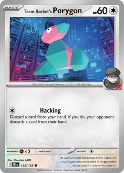 Team Rocket's Porygon Pokemon card from Destined Rivals, card number 153