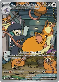 Team Rocket's Raticate Pokemon card from Destined Rivals, card number 202