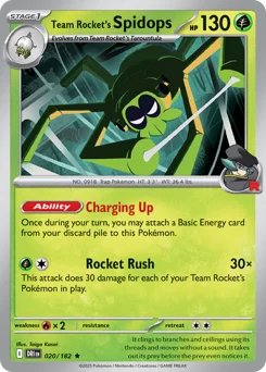 Team Rocket's Spidops Pokemon card from Destined Rivals, card number 20