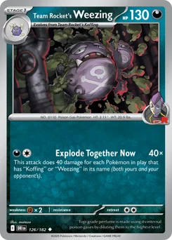 Team Rocket's Weezing Pokemon card from Destined Rivals, card number 126