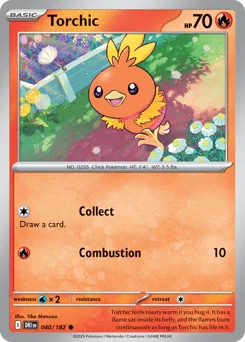 Torchic Pokemon card from Destined Rivals, card number 40