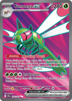 Yanmega ex Pokemon card from Destined Rivals, card number 206