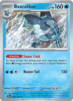 Baxcalibur Pokemon card from Paldea Evolved, card number 60