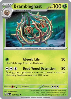 Brambleghast Pokemon card from Paldea Evolved, card number 24