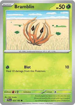 Bramblin Pokemon card from Paldea Evolved, card number 23