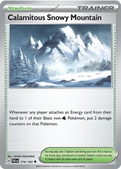Calamitous Snowy Mountain Pokemon card from Paldea Evolved, card number 174