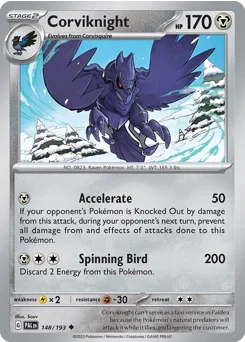 Corviknight Pokemon card from Paldea Evolved, card number 148