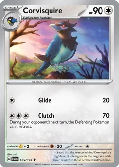 Corvisquire Pokemon card from Paldea Evolved, card number 165