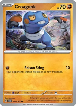 Croagunk Pokemon card from Paldea Evolved, card number 114