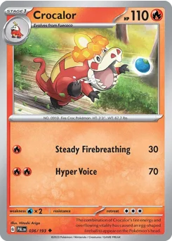 Crocalor Pokemon card from Paldea Evolved, card number 36