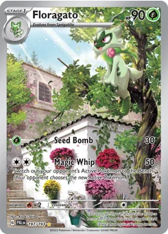 Floragato Pokemon card from Paldea Evolved, card number 197