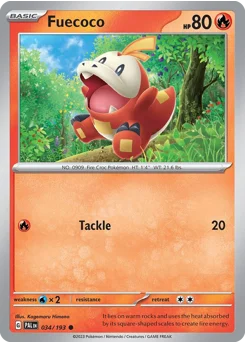 Fuecoco Pokemon card from Paldea Evolved, card number 34