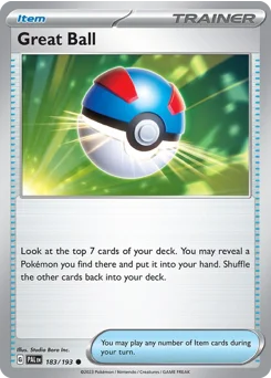 Great Ball Pokemon card from Paldea Evolved, card number 183