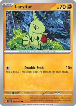 Larvitar Pokemon card from Paldea Evolved, card number 110