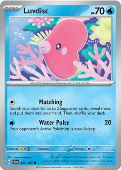 Luvdisc Pokemon card from Paldea Evolved, card number 47