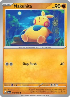Makuhita Pokemon card from Paldea Evolved, card number 112