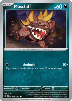 Maschiff Pokemon card from Paldea Evolved, card number 141