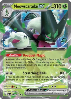 Meowscarada ex Pokemon card from Paldea Evolved, card number 15