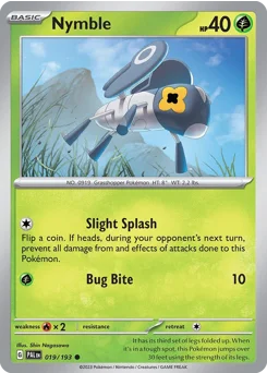 Nymble Pokemon card from Paldea Evolved, card number 19