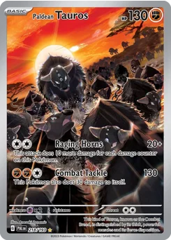 Paldean Tauros Pokemon card from Paldea Evolved, card number 218