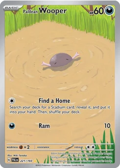Paldean Wooper Pokemon card from Paldea Evolved, card number 221