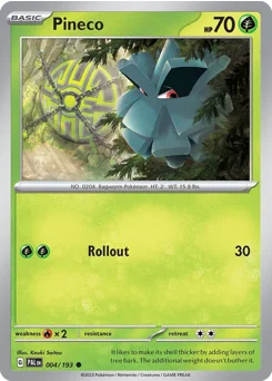 Pineco Pokemon card from Paldea Evolved, card number 4