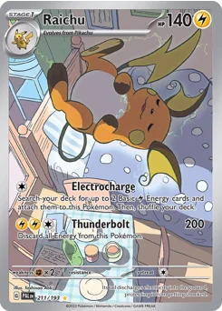Raichu Pokemon card from Paldea Evolved, card number 211