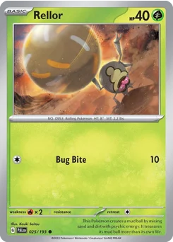 Rellor Pokemon card from Paldea Evolved, card number 25