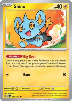 Shinx Pokemon card from Paldea Evolved, card number 68