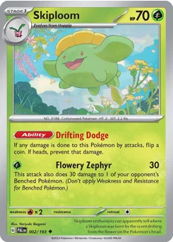 Skiploom Pokemon card from Paldea Evolved, card number 2