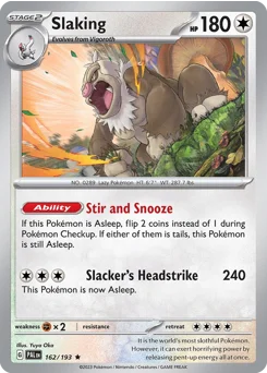 Slaking Pokemon card from Paldea Evolved, card number 162