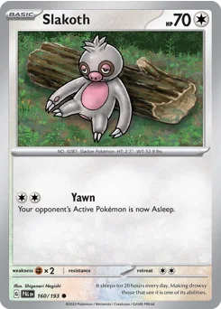 Slakoth Pokemon card from Paldea Evolved, card number 160