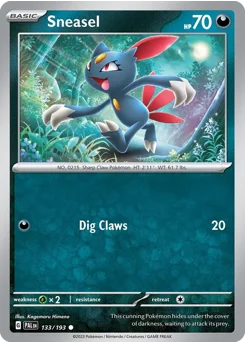 Sneasel Pokemon card from Paldea Evolved, card number 133