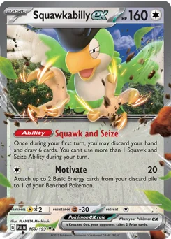 Squawkabilly ex Pokemon card from Paldea Evolved, card number 169