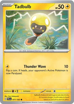 Tadbulb Pokemon card from Paldea Evolved, card number 77