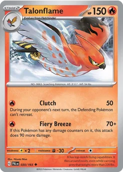 Talonflame Pokemon card from Paldea Evolved, card number 30
