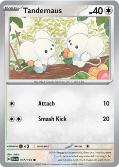 Tandemaus Pokemon card from Paldea Evolved, card number 167