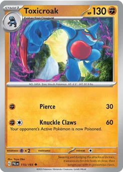 Toxicroak Pokemon card from Paldea Evolved, card number 115