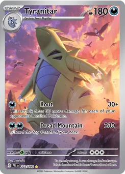 Tyranitar Pokemon card from Paldea Evolved, card number 222