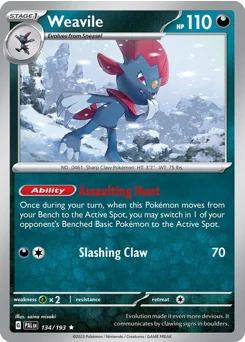 Weavile Pokemon card from Paldea Evolved, card number 134