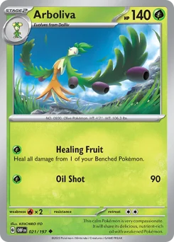 Arboliva Pokemon card from Obsidian Flames, card number 21