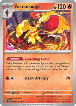 Armarouge Pokemon card from Obsidian Flames, card number 44