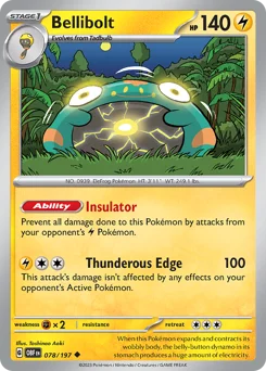 Bellibolt Pokemon card from Obsidian Flames, card number 78