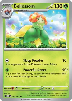 Bellossom Pokemon card from Obsidian Flames, card number 3