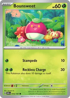 Bounsweet Pokemon card from Obsidian Flames, card number 16