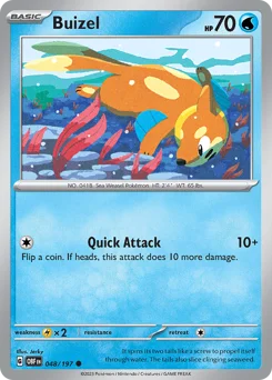 Buizel Pokemon card from Obsidian Flames, card number 48