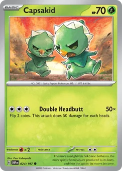 Capsakid Pokemon card from Obsidian Flames, card number 24