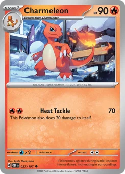 Charmeleon Pokemon card from Obsidian Flames, card number 27